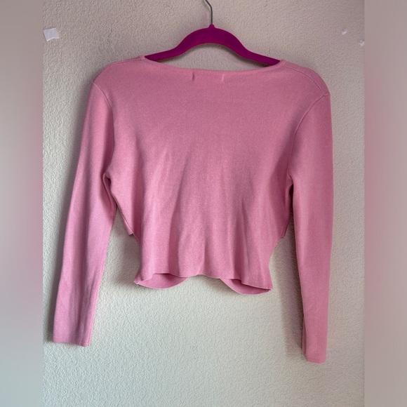 NWT Mebon By Machine Blush Pink Crisscross Ribbed Crop Sweater & Skirt Set L - Picture 5 of 11